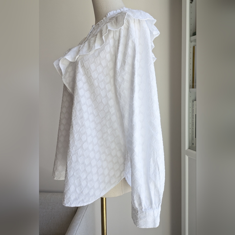 LOFT Ann Taylor Ruffle Button-Down Top - Picture 3 of 10